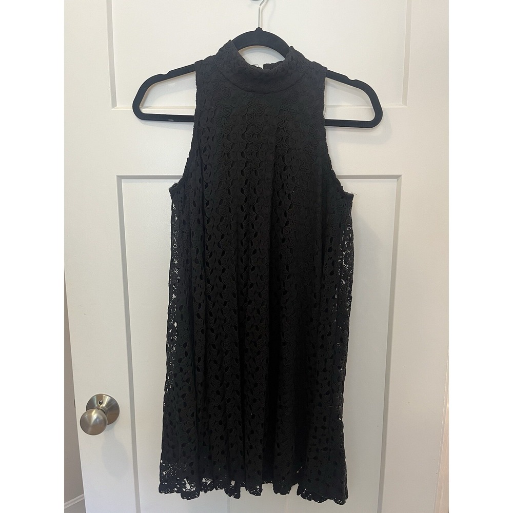 Planet Gold Black Lace High Neck Sleeveless Fit & Flare Dress Small